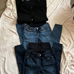 Maternity jeans skinny 3 pairs dark, light and black